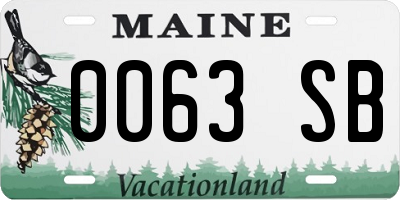 ME license plate 0063SB