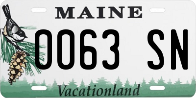 ME license plate 0063SN
