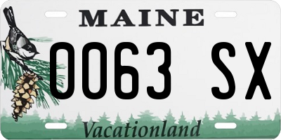 ME license plate 0063SX