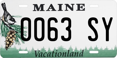 ME license plate 0063SY