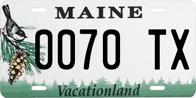 ME license plate 0070TX