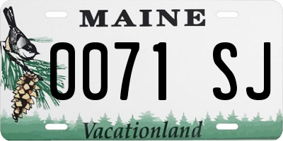 ME license plate 0071SJ