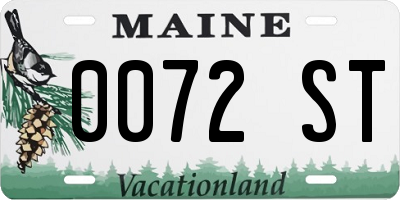 ME license plate 0072ST