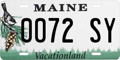 ME license plate 0072SY