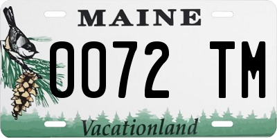 ME license plate 0072TM