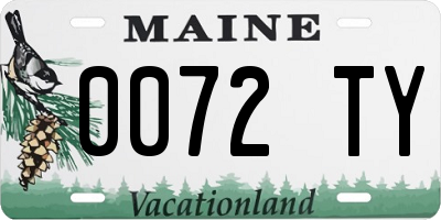 ME license plate 0072TY