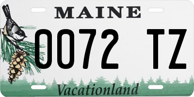ME license plate 0072TZ