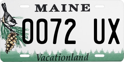 ME license plate 0072UX