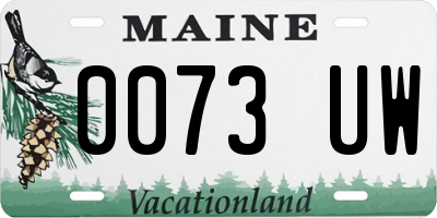 ME license plate 0073UW