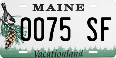 ME license plate 0075SF