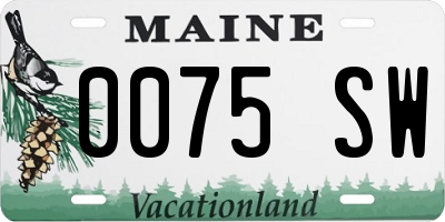ME license plate 0075SW