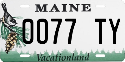 ME license plate 0077TY