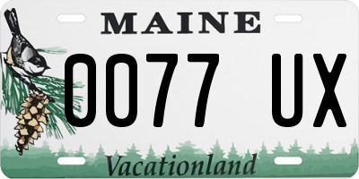 ME license plate 0077UX