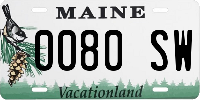 ME license plate 0080SW