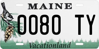 ME license plate 0080TY