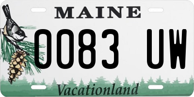 ME license plate 0083UW