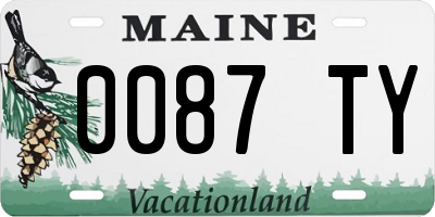 ME license plate 0087TY