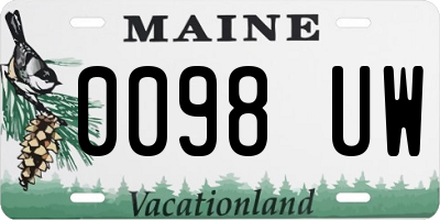 ME license plate 0098UW