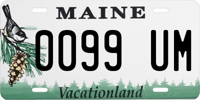 ME license plate 0099UM