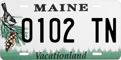 ME license plate 0102TN