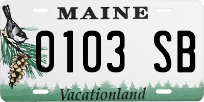 ME license plate 0103SB