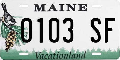 ME license plate 0103SF