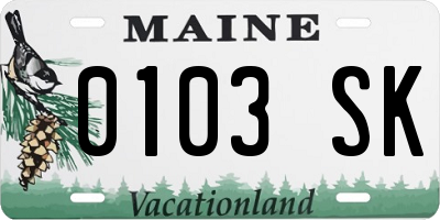 ME license plate 0103SK