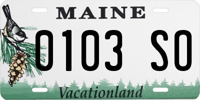 ME license plate 0103SO