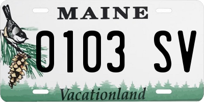 ME license plate 0103SV