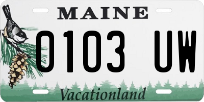 ME license plate 0103UW