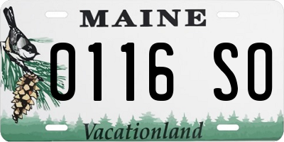 ME license plate 0116SO