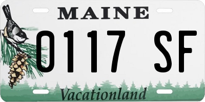 ME license plate 0117SF