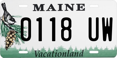 ME license plate 0118UW