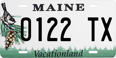 ME license plate 0122TX