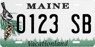 ME license plate 0123SB