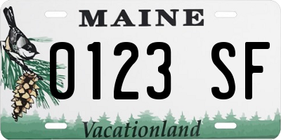 ME license plate 0123SF