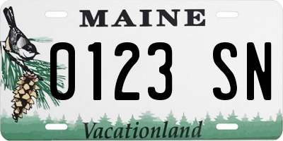 ME license plate 0123SN