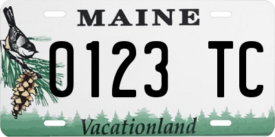 ME license plate 0123TC