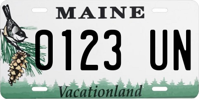 ME license plate 0123UN