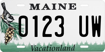 ME license plate 0123UW