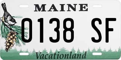 ME license plate 0138SF