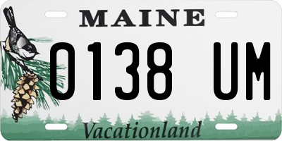 ME license plate 0138UM