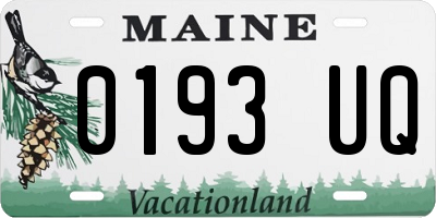 ME license plate 0193UQ