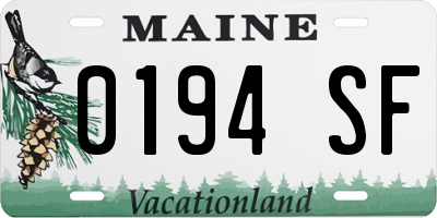 ME license plate 0194SF