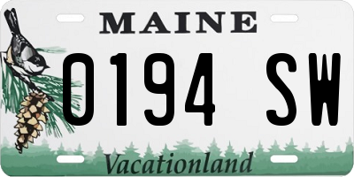 ME license plate 0194SW
