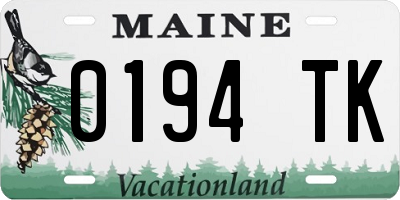 ME license plate 0194TK