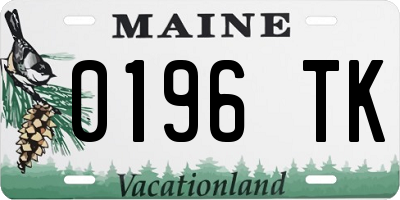 ME license plate 0196TK