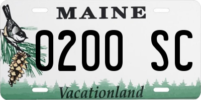 ME license plate 0200SC