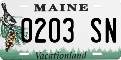 ME license plate 0203SN