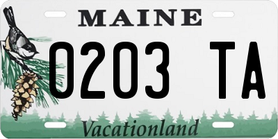 ME license plate 0203TA